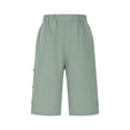 thumbnail image 4 of BLVB Linen Shorts for Women High Waisted Lightweight Bermuda Shorts Side Button Short Beach Vacation Outfits Pockets, 4 of 7