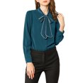 thumbnail image 1 of INSPIRE CHIC Women's Tie Neck Button Down Work Long Sleeves Blouse Shirts, 1 of 5
