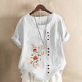 thumbnail image 5 of Birdeem Womens Summer Oversize Casual Round-Neck Short Sleeve Flower Printing Loose Shirt Tops, 5 of 5