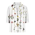 thumbnail image 4 of Birdeem Women Mid-Sleeve Casual V-Neck Solid Color Loose Button Shirt Blouse Tops, 4 of 5