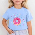 thumbnail image 2 of LUOGENLI T-Shirt pour Filles Enfants Mignon Imprimé à Manches Courtes Col Rond T-Shirt Maxi Hauts Ensembles Filles Tenue 2 Pcs Boho Bleu Ciel 8-9 Ans, 2 of 6