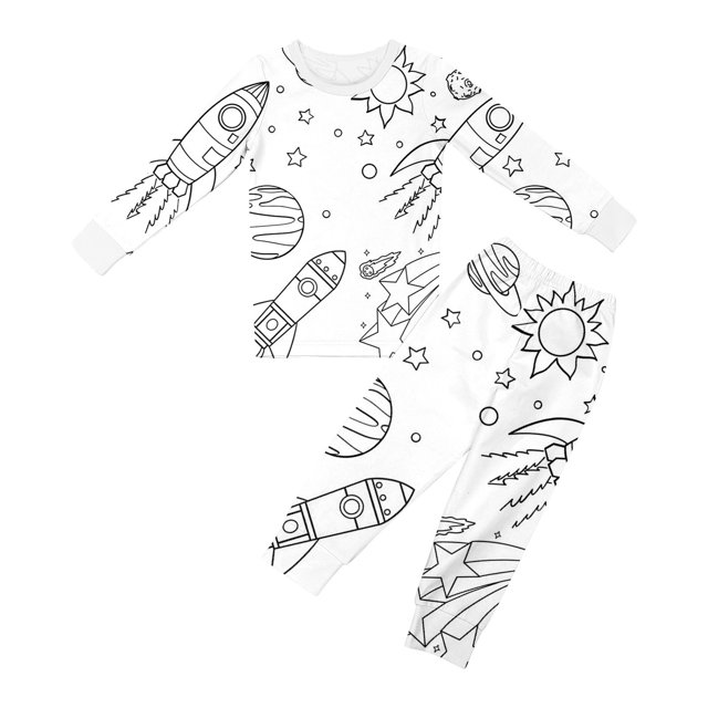 MIASHUI Kid DIY Hand Painted Homewear Set Boy Girl Pajama Sets Cute Funny Cartoon,White,6-7 Years