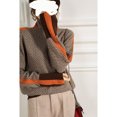 thumbnail image 3 of Spring and Winter Design Sense Lazy Loose Contrast Color Sleeves Full Imitation Wool Turtleneck Sweater Women's Spring and Winter, 3 of 5