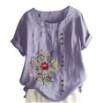 thumbnail image 2 of Aqestyerly T-Shirt d'Été à Manches Courtes pour Femme, Décontracté, à Imprimé Floral, Coupe Ample, Col Rond, Blouse Confortable, Haut Léger pour Tous les Jours HWRETIE, 2 of 4