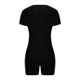 thumbnail image 4 of AherBiu Yoga Bodysuits for Women Square Neck Short Sleeve Slim Stretchy Workout Short Jumpsuits Rompers, 4 of 5