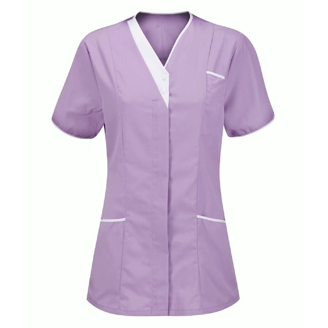 BVOFAR Women's Short Sleeve Scrub Tops V Neck Soft Comfy Housekeeping Uniforms Nurse Working Tops with Pockets