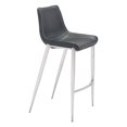 thumbnail image 1 of ZUO Magnus Bar Chair (Set of 2) Black & Silver, 1 of 6