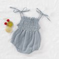thumbnail image 4 of Kmbangi Infant Summer Cotton Sling Romper Lace Up Stretch Ruched Jumpsuit, 4 of 7