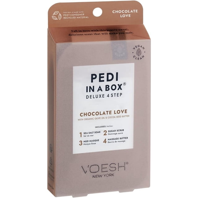 VOESH Ensemble de 4 Étapes de Luxe « Pedi In A Box » - Chocolat Love