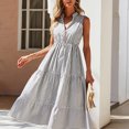thumbnail image 2 of Robe d'Été Aguichant pour Femmes Mode Aguichant Décontractée Ajustée Robe Décontractée Sans Manches à Col en V pour Femmes, 2 of 9