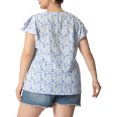thumbnail image 3 of GRACE & GRANDEUR Hauts Floraux pour Femmes Grande Taille Col Rond Manches Courtes Évasées Blouse Décontractée Printemps Été 1X Bleu Blanc, 3 of 6