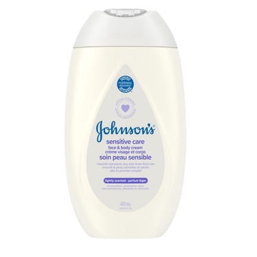 Johnson’s Sensitive Care Face & Body Baby Cream, Lightly Scented, Sunflower Oil, Vitamin B5, Sensitive & Dry Skin