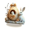 thumbnail image 2 of jifeng 2D Flat Easter Bunny and Chick Scene Table Sign Accessory Desktop Decoration 20cmx20cm, 2 of 9