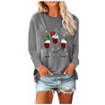 thumbnail image 2 of Hauts pour Femmes Chic Décontracté Femmes Décontracté Imprimé Noël Ample Manches Longues Col Rond Hauts Blouse en Liquidation, 2 of 5