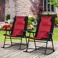 thumbnail image 2 of Outsunny Ensemble de 2 Chaises Berçantes Pliables pour Patio, Rouge, 2 of 10
