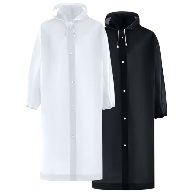 Lot de 2 Imperméables Ponchos Portatifs, Cameland Manteau de Pluie Imperméable en EVA Réutilisable pour Hommes et Femmes, Manteaux de Pluie Durables Poncho de Pluie à Manches Longues pour Activités de Plein Air