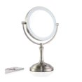 thumbnail image 1 of 8 Inch Cosmetic Mirror Lighted Double Sided 1/3x Magnifying Makeup Mirror With Led Light 2-Face Desktop Brightness Adjustable ,Widely Use, 1 of 7
