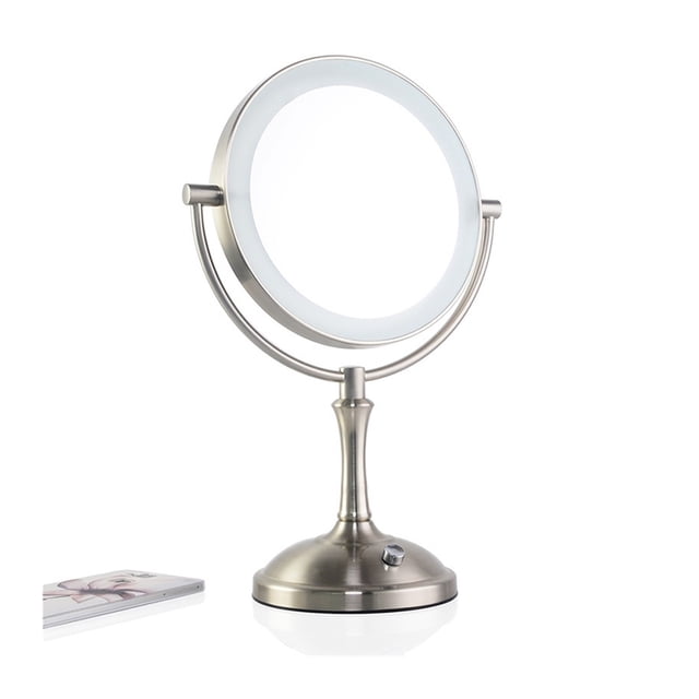8 Inch Cosmetic Mirror Lighted Double Sided 1/3x Magnifying Makeup Mirror With Led Light 2-Face Desktop Brightness Adjustable ,Widely Use