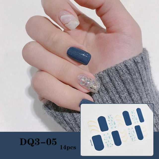 15 Styles Semi Cured Gel Nail Stickers Full Nail Required Gel Wraps
