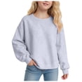 thumbnail image 1 of WUANDIXFA Chandails à Manches Longues d'Automne pour Filles Chandail à Enfiler à Manches Longues pour Filles Confortable Doux à la Mode et Décontracté Chandail à Col Rond à Manches Longues pour Filles Gris Pâle, 14-15 Ans, 1 of 5
