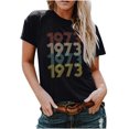 thumbnail image 1 of Birdeem T-Shirt Décontracté Mode Femme Imprimé 1973 Col Rond Manches Courtes Ample, 1 of 1