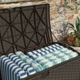 thumbnail image 5 of Suncast 72 Gallon Resin Wicker Outdoor Patio Storage Deck Box, Brown (4 Pack), 5 of 5