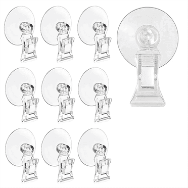 10Pcs Suction Cup Clips Transparent Sucker Clamp Bathroom Window Glass Suction Cup with Clip for Advertising Display