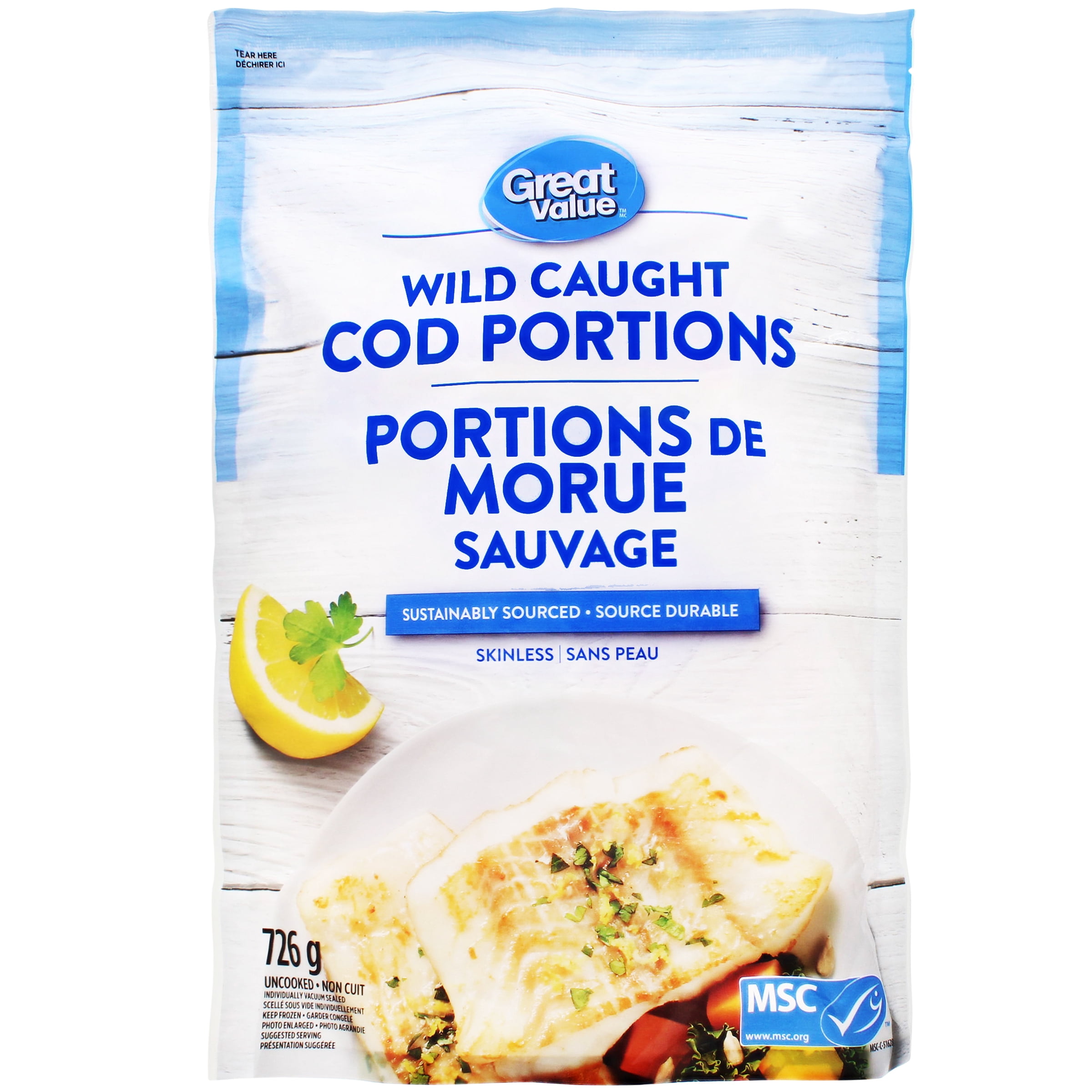 Portions de morue sauvage Great Value 340 g