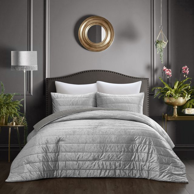 Grace Living Zymir Ensemble de Couette en Velours Écrasé - Canal Touffeté