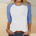 thumbnail image 4 of BVOFAR Womens 3/4 Sleeve Crewneck Tops Fashion Color Block Blouses Casual Loose Fit Raglan Shirts 2025, 4 of 7