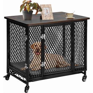 AIVITUVIN Chiens Crate de chien Meubles de chien en bois Maison avec coussin, Plateau pour petit moyen grand