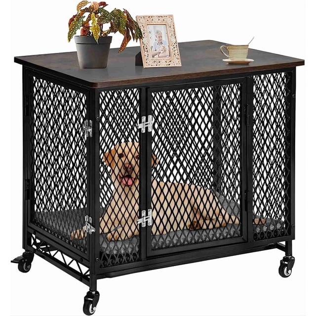 AIVITUVIN Chiens Crate de chien Meubles de chien en bois Maison avec coussin, Plateau pour petit moyen grand