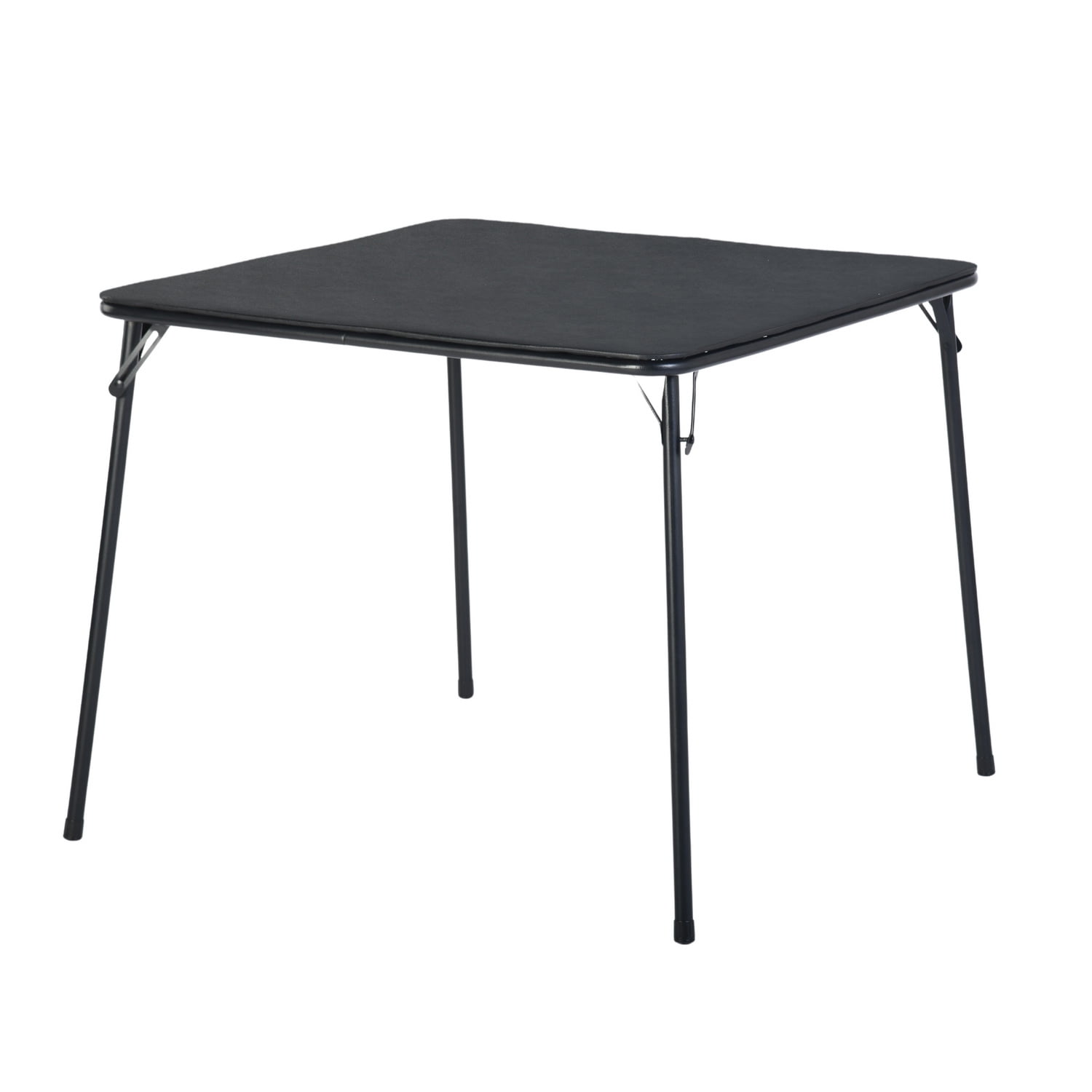 Homy Casa Table pliante carrée de 33,9 po pour 4, table de jeu et repas noire portable avec dessus en PVC et cadre en métal