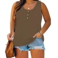 thumbnail image 1 of AherBiu Womens Plus Size Tank Tops Summer Sleeveless T-Shirts Tops Button down Loose Fitting Stretchy Tank Tops, 1 of 6