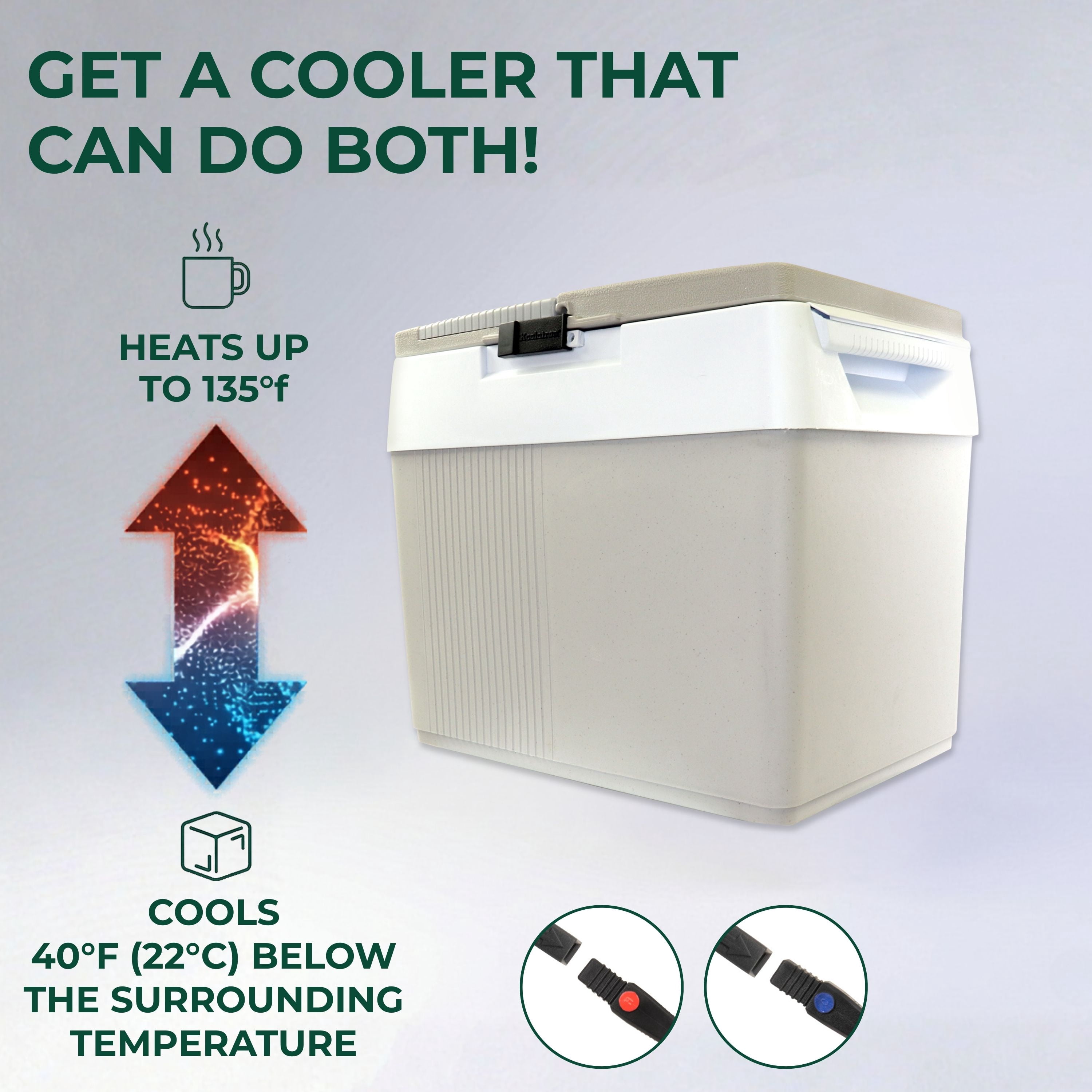 Koolatron Glacière/réchauffeur électrique 12 V, réfrigérateur thermoélectrique de voiture 31 L (33 pintes), double ouverture, mini réfrigérateur portable, gris