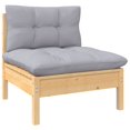thumbnail image 3 of vidaXL 9 Piece Garden Lounge Set with Grey Cushions Solid Pinewood, 3 of 5