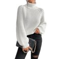 thumbnail image 1 of Innerwin Chandails à Col Roulé pour Femmes Chandail de Travail Manches Longues Ample Tricoté Blanc G, 1 of 4