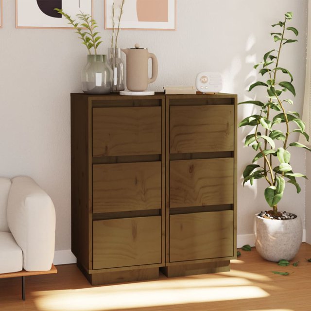 vidaXL Buffets 2 pcs Brun Miel 32x34x75 cm Pin Massif