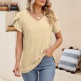 thumbnail image 2 of Birdeem Fashion Womens Casual Solid Color V Neck Short Sleeve Tops Loose Blouses, 2 of 9