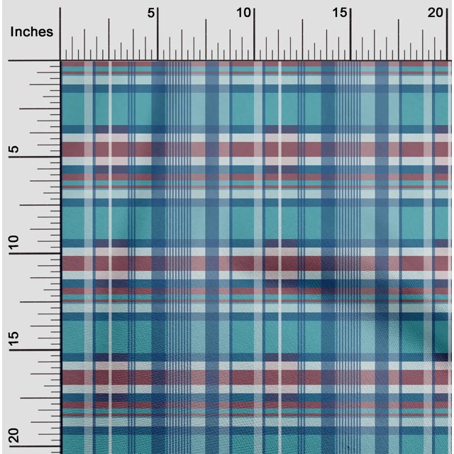 oneOone Polyester Lycra Fabric Madras Check Printed Craft Fabric BTY 56 Inch Wide