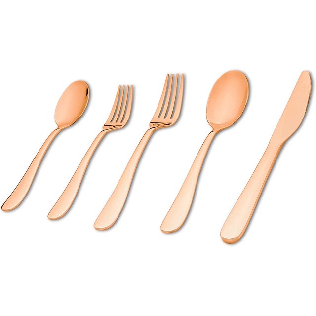 30 Piece Silverware Set for 6, 30pcs Stainless Steel Flatware Set, Dinning Tableware Cutlery Set, Mirror Polished Utensils for Lunch Dinner, Include Knife Fork Spoon for Home (Rose Gold)