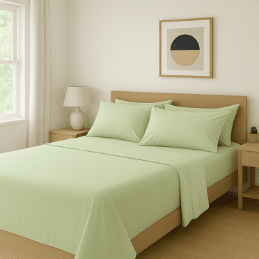 Comfy Bamboo World Series 4pc Microfiber Bedsheets Sheet Set, Twin Size Bed, Sage