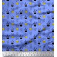 thumbnail image 1 of Soimoi Blue Georgette Viscose Fabric Cactus Leaves Printed Fabric 1 Yard 44 Inch Wide, 1 of 3