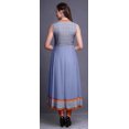 thumbnail image 4 of Bimba Robe Anarkali Géométrique Bleu Lavande Col Mandarin Sans Manches Kurtis pour Femmes Imprimé Robe Maxi Moyen, 4 of 6
