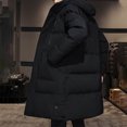thumbnail image 3 of Pisexur Mens Winter Jacket Men's Solid Color Drawstring Button Pocket Zipper Long Sleeved Hooded Algondon Jacket Mens Puffer Jacket Winter Coats for Men Plus Size Jackets, 3 of 8