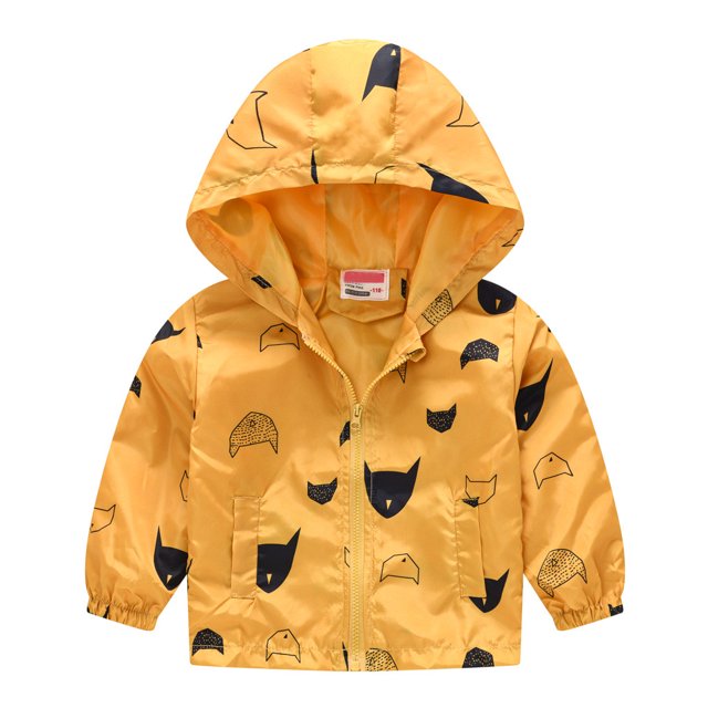 Manteau Coupe-Vent à Capuche à Fermeture Éclair Imprimé d'Automne pour Tout-Petits Enfants Bébés Filles Garçons