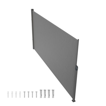 KFFKFF Pull-Out Side Canopy, 71''x 138'' Exterior Privacy Partition, 180g Polyester Water-Resistant Pull-Out Terrace Partition, UV 30+ Space Separator Wind Barrier for Terrace, Garden, Balcony, Gray