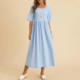 thumbnail image 4 of Ketyyh-chn99 Robes d'Été pour Femmes Robe Élégante de Soirée à Manches Longues Robe Longue Confortable Bleu,P, 4 of 4