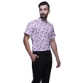 thumbnail image 2 of BESTMAN Chemise en Coton pour Hommes à Manches Courtes Imprimée Col Mandarin Chemise Décontractée, 2 of 5