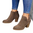 thumbnail image 2 of B91xZ Bottes pour Femmes Talon Bas Bottines Mode avec Fermeture Éclair Intérieure, Marron 7.5, 2 of 5